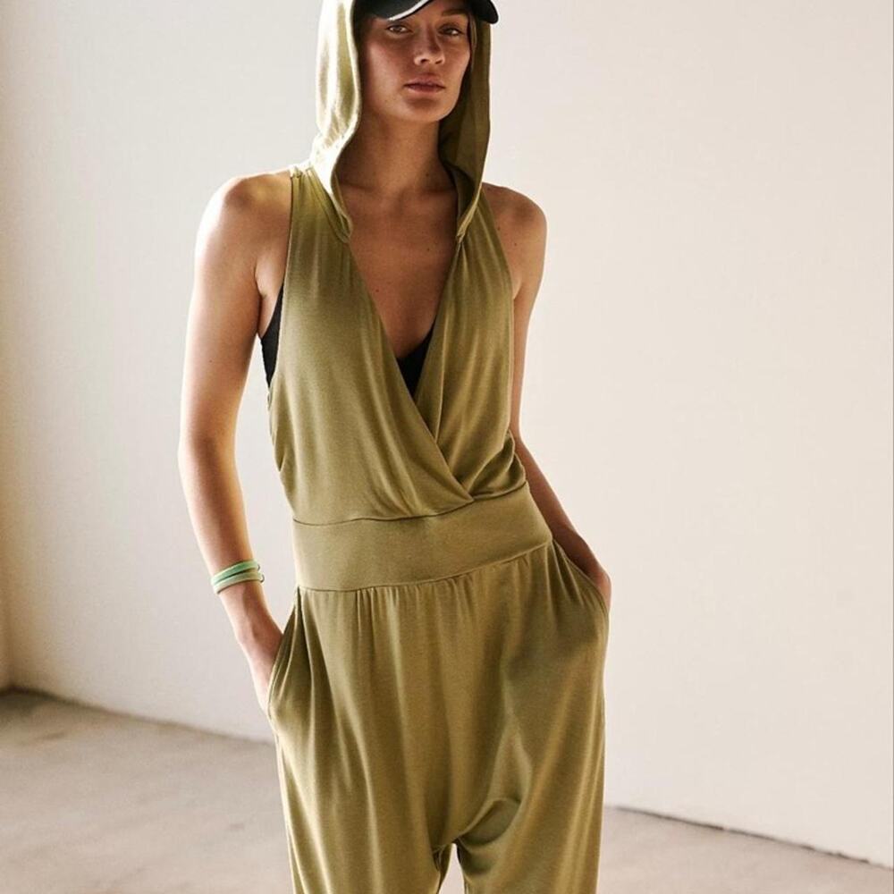 Free People Second Chance Onesie NWOT Size M Sage FP Movement - Picture 1 of 5